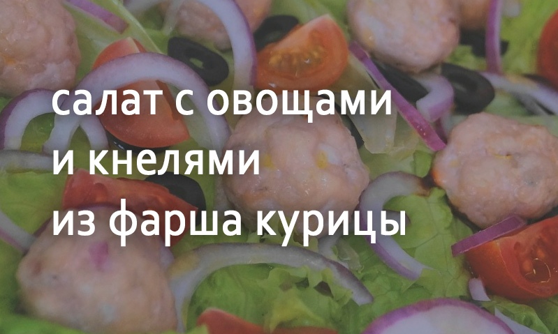 Салат овощной с кнелями из курицы