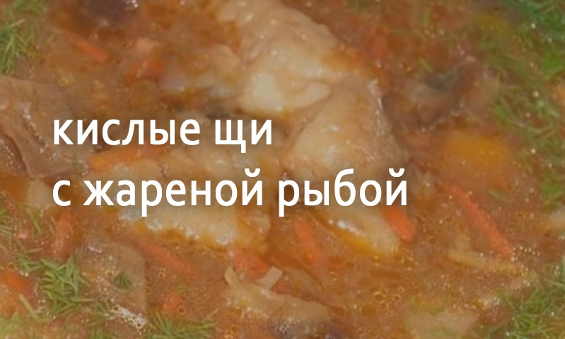 Щи кислые с жареной рыбой